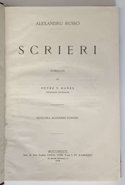 SCRIERI de ALEXANDRU RUSSO , 1908
