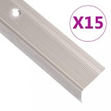 VidaXL Profile trepte &icirc;n formă de L, 15 buc. șampanie 90 cm aluminiu