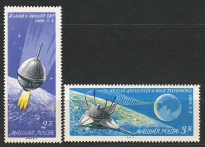 Ungaria 1966 Mi 2218/19 MNH - Aterizarea pe Lună a lui &amp;bdquo;Luna 9&amp;rdquo; pe 3.2.1966 foto