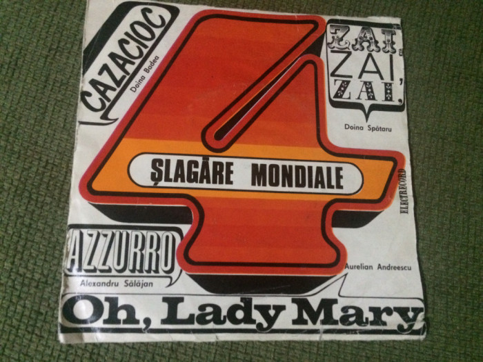 4 PATRU SLAGARE MONDIALE disc vinyl single 7&quot; muzica usoara slagar pop EDC 10141