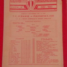 Program meci fotbal PETROLUL PLOIESTI - POLITEHNICA IASI (30.10.1982)