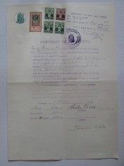 Rar! Contract de inchiriere pe hartie filigran cu timbru sec de 100 Lei din 1939