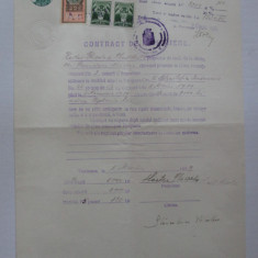 Rar! Contract de inchiriere pe hartie filigran cu timbru sec de 100 Lei din 1939