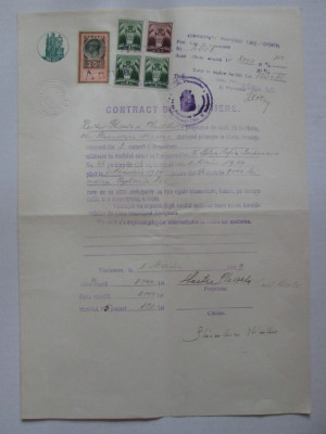 Rar! Contract de inchiriere pe hartie filigran cu timbru sec de 100 Lei din 1939 foto