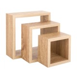 Set 3 rafturi decorative, Lemn, Bej, 23x9x23 cm, ConceptSeller