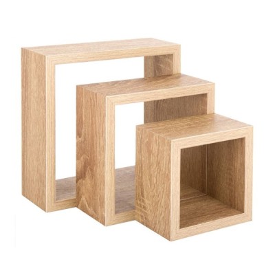 Set 3 rafturi decorative, Lemn, Bej, 23x9x23 cm, ConceptSeller foto
