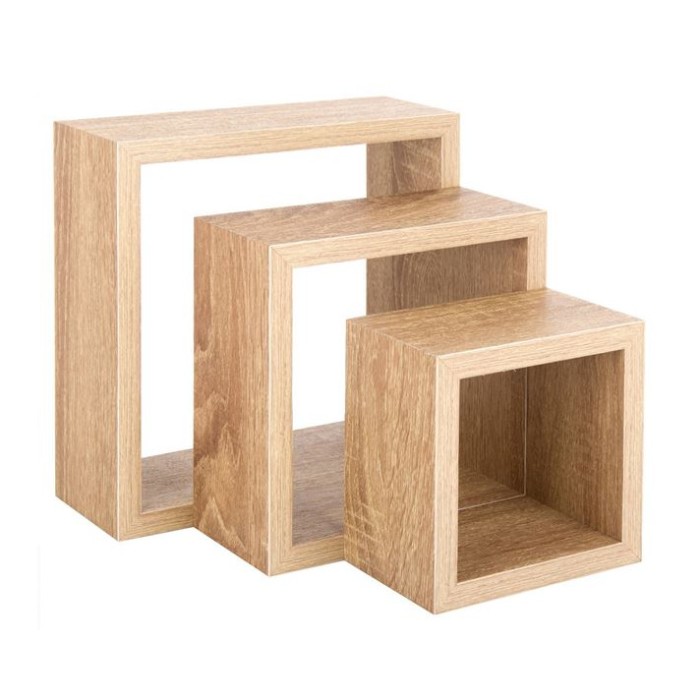 Set 3 rafturi decorative, Lemn, Bej, 23x9x23 cm, ConceptSeller