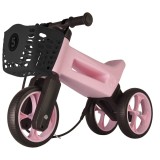 Bicicleta fara pedale cu cosulet pentru ghidon, 2 in 1, 18+ luni, pneuri si manere de cauciuc, 4 nivele de reglaj pe inaltime, Funny Wheels Rider Supe