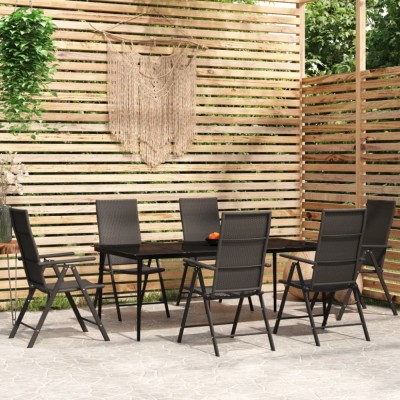 vidaXL Set de mobilier pentru grădină, 7 piese, negru foto