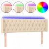 Tablie de pat cu LED, crem, 147x16x78/88 cm, textil