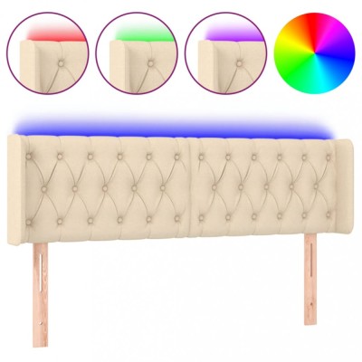Tablie de pat cu LED, crem, 147x16x78/88 cm, textil foto