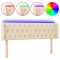 Tablie de pat cu LED, crem, 147x16x78/88 cm, textil