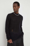 Won Hundred pulover de l&acirc;nă bărbați, culoarea negru, light 2704-11081