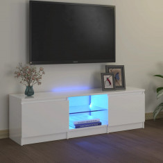 vidaXL Comodă TV cu lumini LED, alb extralucios, 120x30x35,5 cm