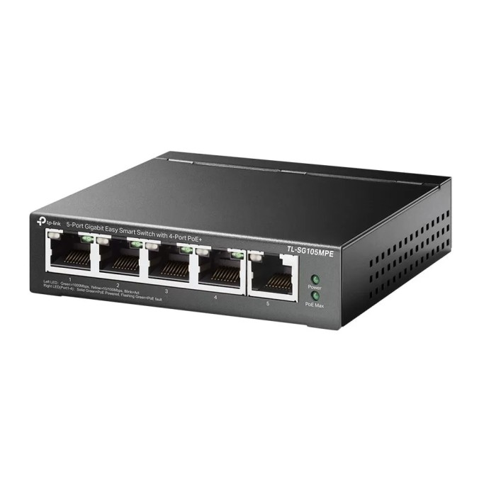 Switch Easy Smart, 4 porturi PoE RJ45 Gigabit, 1 port RJ45 Gigabit, Managed - TP-Link TL-SG105MPE