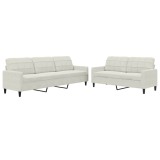 Cumpara ieftin Set de canapele cu perne, 2 piese, crem, catifea