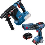 Bosch GBH 18V-24 C + GSR 18V-50 - Rotopercutor SDS-Plus 2.4 J + Masina de gaurit si insurubat cu 2 acumulatori Li-Ion 18 V 5 Ah 50 Nm valiza speciala