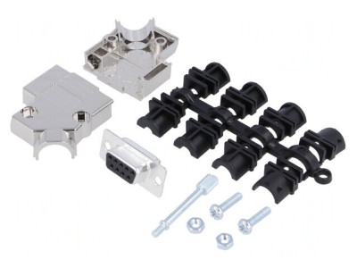 Conector D-Sub 9-Pin Mamă Unghiular pentru Lipire pe Cablu foto