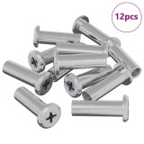 vidaXL Bucșa cu Blocare 12 pcs Argintiu M6 x 15 mm Oțel 864563