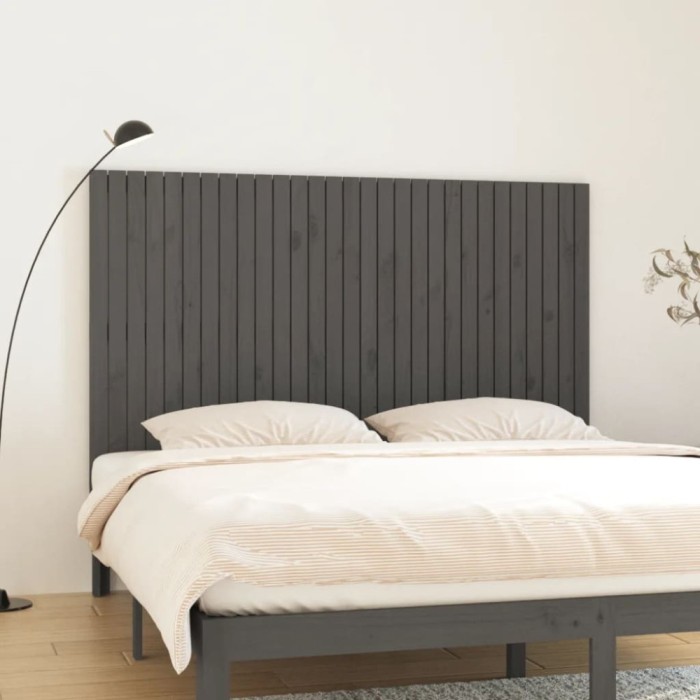 vidaXL Tăblie de pat pentru perete, gri, 185x3x110 cm, lemn masiv pin 824965