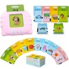 Joc interactiv cu 112 piese, pentru invatarea cuvinteleor in limba engleza, cu carduri incluse, functionare cu baterii, din plastic, roz