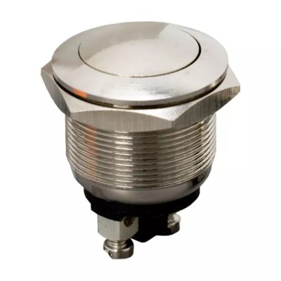 Intrerupator 1 circuit 2A 250V OFF-(ON) fara retinere Push-Buton metal rotunjit foto