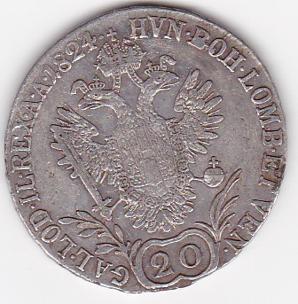 AUSTRIA 20 KREUZER 1824 E ALBA IULIA