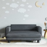vidaXL Canapea pentru copii cu taburet gri &icirc;nchis 100x50x30 cm catifea