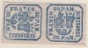 PRINCIPATELE UNITE 1864-Lp 13b=30 parale albastru= pereche cu o marca EROARE, Nestampilat