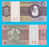 Brazilia (p#193) 10 Cruzeiros 1980 UNC &#039;Dom Pedro al II-lea&#039; serie: B02925 076823