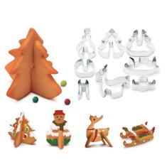 Set 3D forme pentru taiat prajituri de Craciun - brad, om de zapada (8 piese) foto