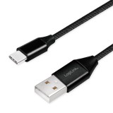 CABLU alimentare si date LOGILINK, pt. smartphone, USB 2.0 (T) la USB 2.0 Type-C (T), 0.3m, premium, cablu cu impletire din bumbac, negru, &quot;CU0139&quot; (t