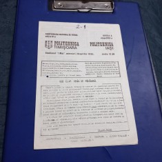 Program Poli Timisoara - Poli Iasi