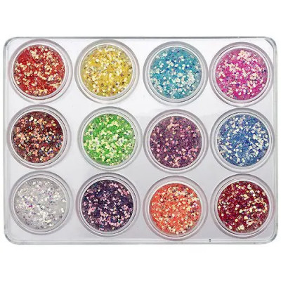 Kit mixt nail art, 12 buc - Hexagon 5g foto