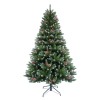 Brad artificial de Craciun, cu varfuri ninse + conuri + fructe, MO240-1641, verde + rosu + maro, 240 cm, suport inclus