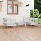 VidaXL Set mobilier de grădină, 5 piese, alb, lemn masiv de pin