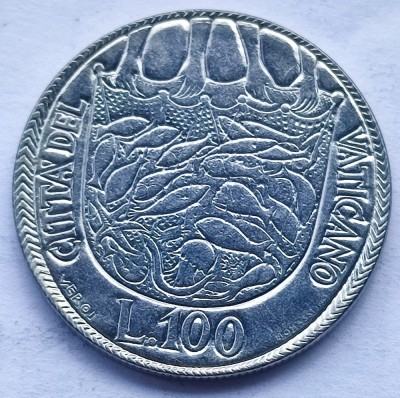 249. Moneda Vatican 100 lire 1975 (Holy Year: Jubilee 1975) foto