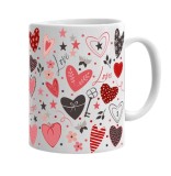 Cana Alba Ceramica Personalizata Red Hearts, 330ml, Cadou Ziua Indragostitilor
