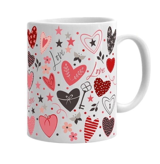 Cana alba personalizata Red Hearts Model 2, INOVATIX&reg;. 330ml