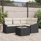 VidaXL Set de canapele pentru grădină 5 pcs Negru Rattan poli