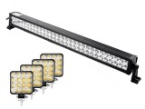 Pachet Lumini Off Road 180W + 4x48W, Proiector LED Bar 80cm, 12V/24V, Auto Offroad 4x4, 3520 Lumeni