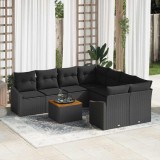 VidaXL Set canapele grădină 9 pcs Negru 55 x 55 x 37 cm