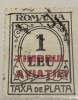 Timbre Romania Timbru Supratipar 1 leu timbrul Aviatiei taxa de plata, Stampilat
