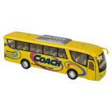 Autobuz sportiv die-cast Coach, cu functie pull-back, 18 cm lungime, galben, Goki