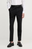 Mos Mosh pantaloni de l&acirc;nă HUGH culoarea negru, drepți 508680
