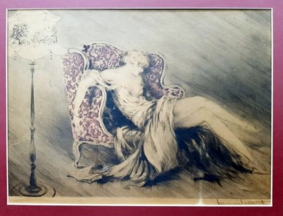 LOUIS ICART ( 1880-1950 ), PE CANAPEA foto