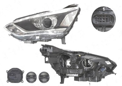 Far Ford C-Max, 05.2015-, fata, Stanga, xenon; cu lumini pentru curbe; cu LED daytime running light; D3S+H1; electric; silver; cu gas bec xenon; cu b foto