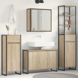 Cumpara ieftin Set de mobilier pentru baie 4 buc. Stejar Sonoma Lemn prelucrat