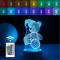 Lampa led decorativa, flippy, 3d, urs cu palarie, cu telecomanda, doua moduri de alimentare usb si baterii, 20 cm inaltime, din material acril si lumi