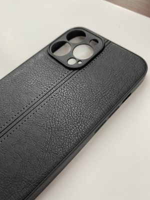 Husa Iphone 13 Pro Max Silicon Black Leather foto